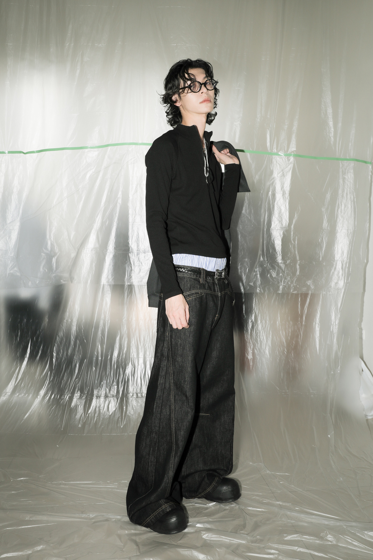 Raglan Ribbed Half Zip Up #上衣