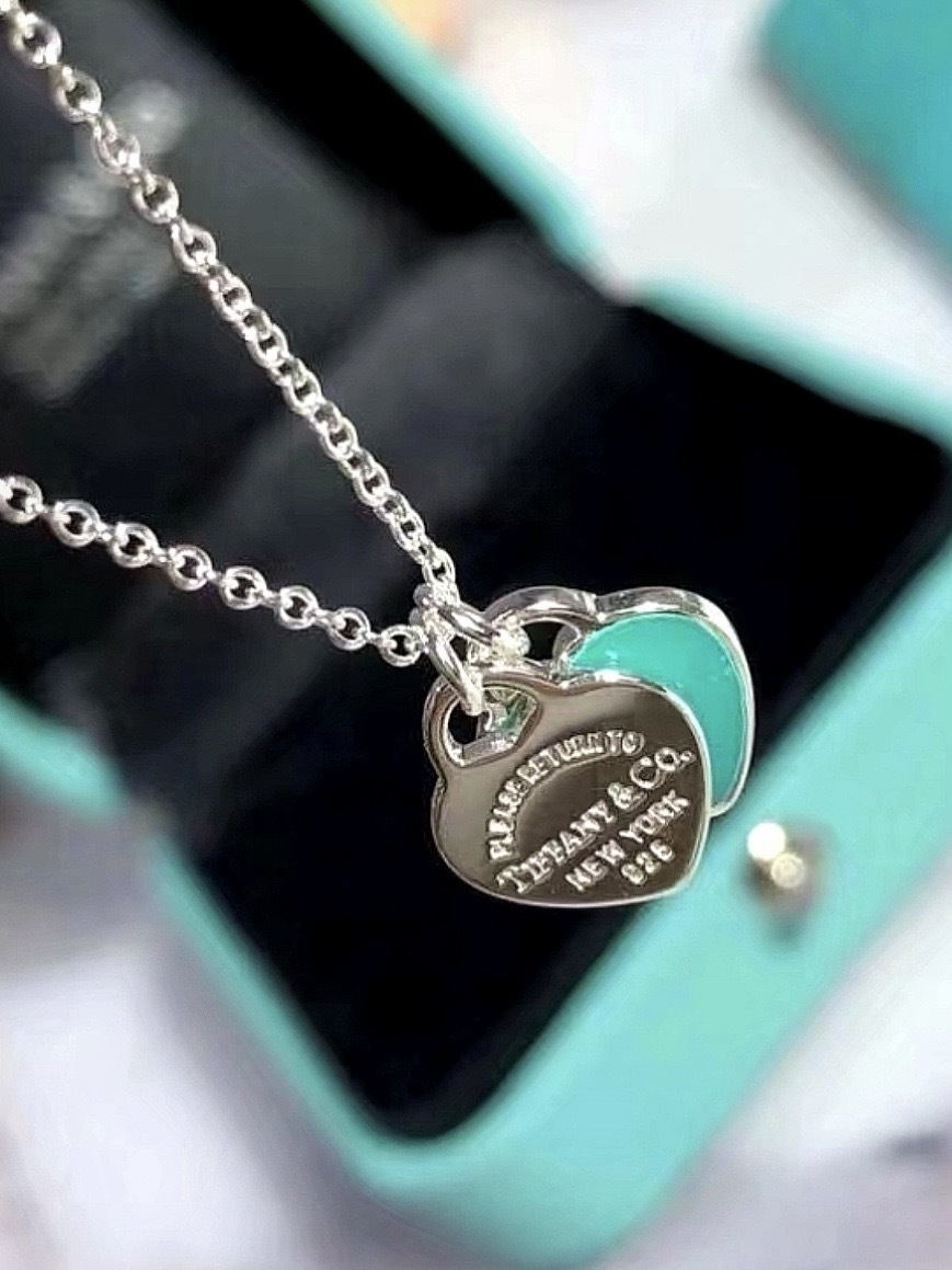 TIFFANY & CO. Return to Tiffany系列 Double Heart tag 迷你 925銀 項鍊