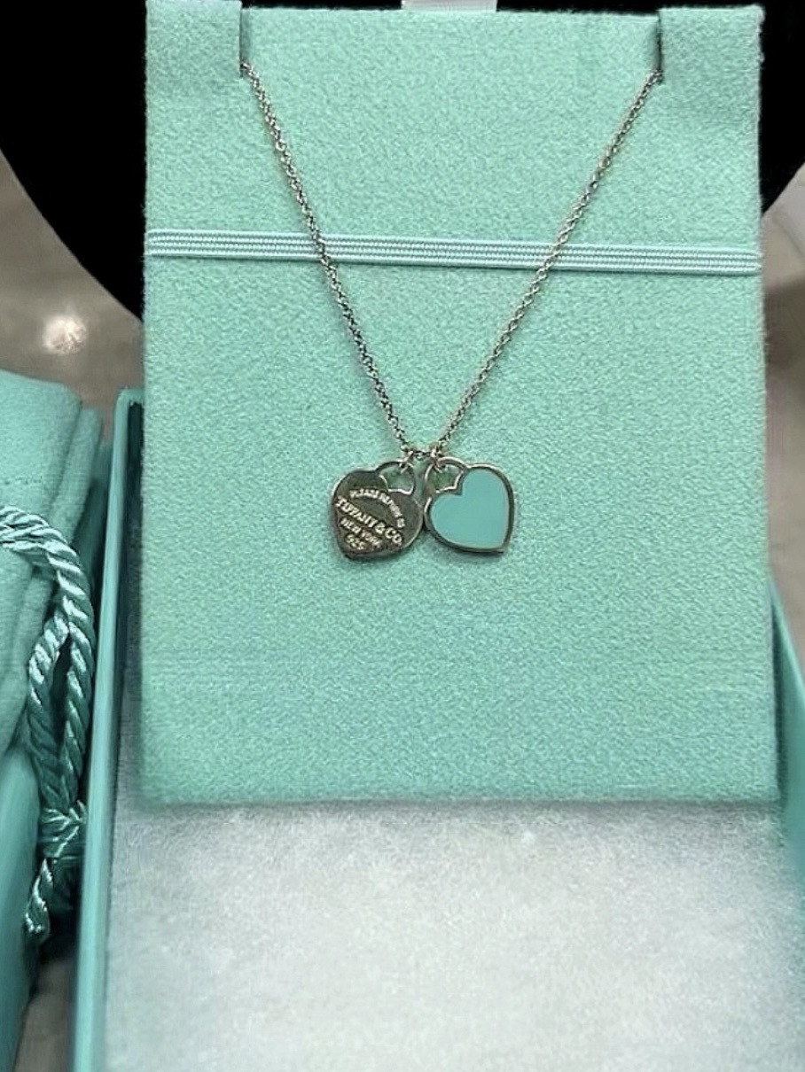 TIFFANY & CO. Return to Tiffany系列 Double Heart tag 迷你 925銀 項鍊