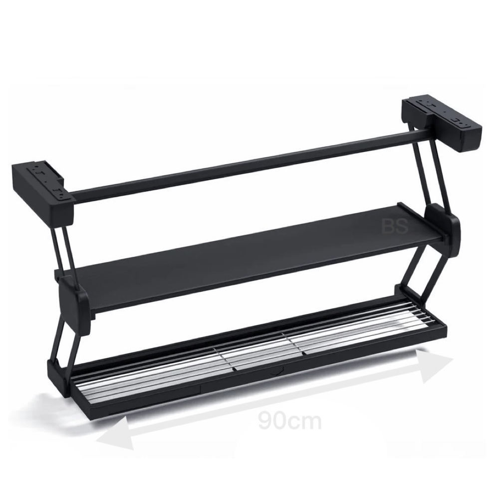 BS】DAYDO 日本｜寬90cm｜Z字型升降備料架｜ 灰色、黑色｜手動拉籃