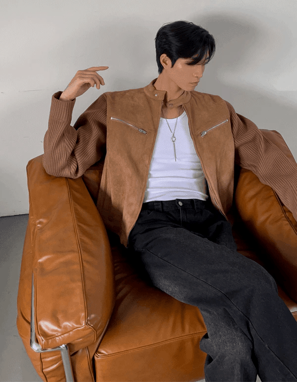 Knit Drive 絨面革機車夾克