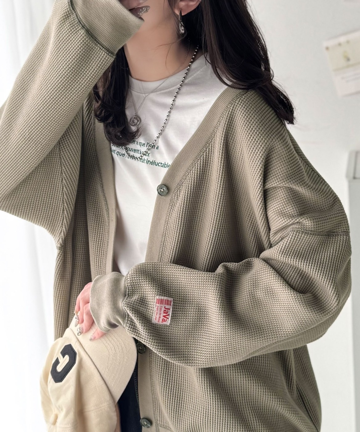 <超俗>日本 品牌 JAVA 華夫格 外縫線 V領 開襟衫 外套 5色