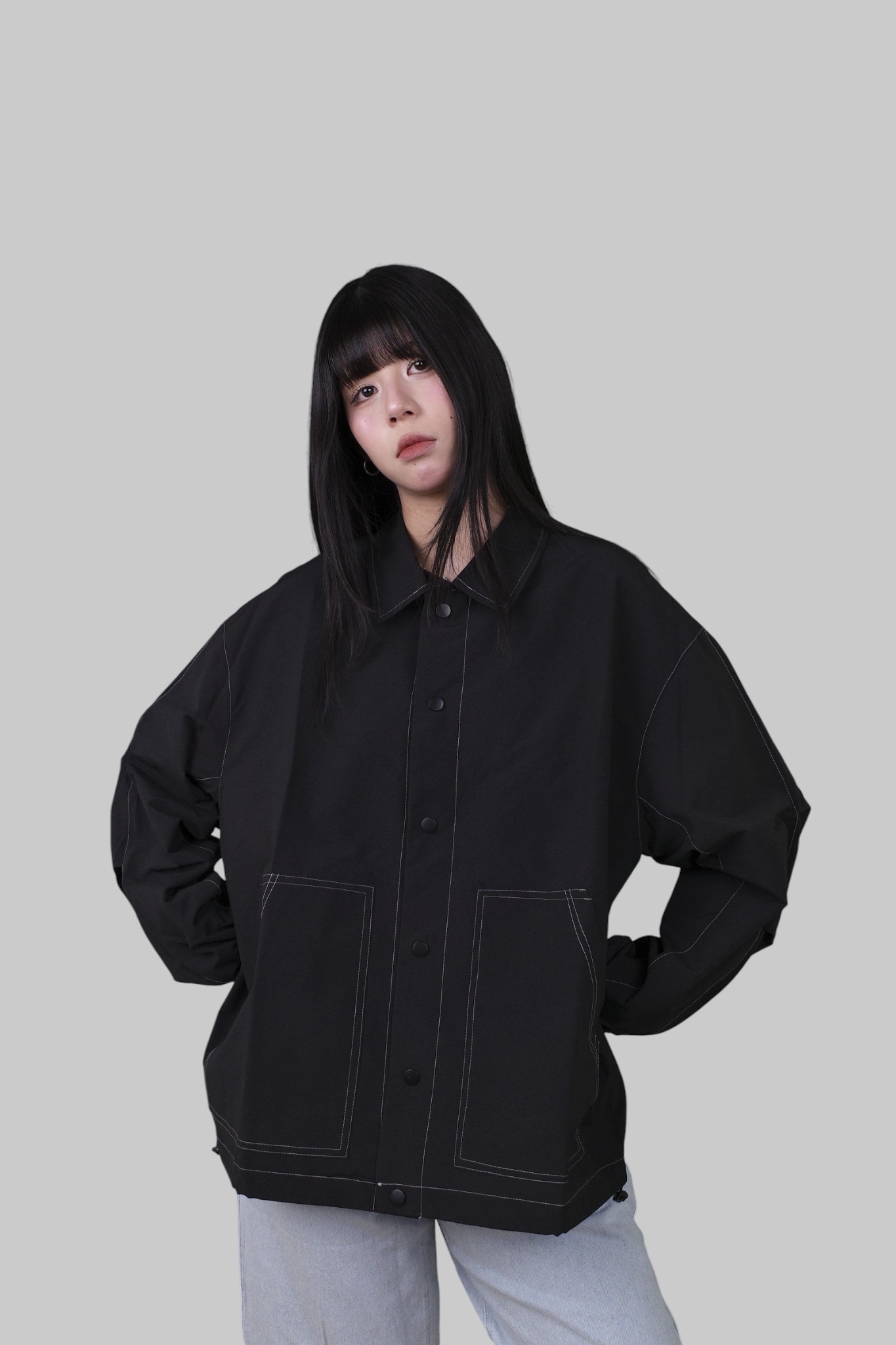 『Always_Good』明線 立體剪裁 工裝 教練 外套