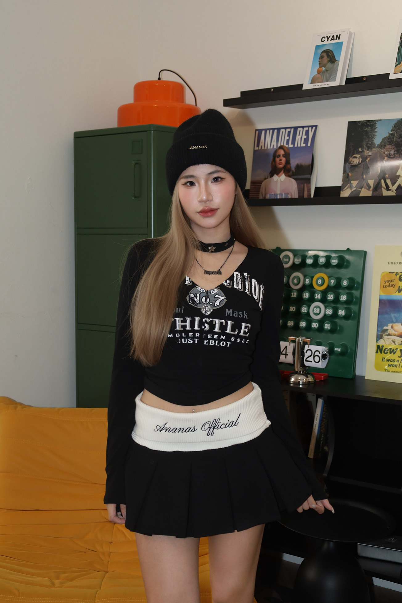 V領美式印花上衣