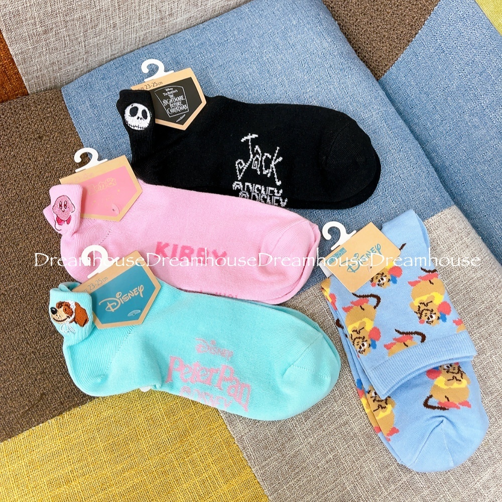 星之卡比 聖誕夜驚魂 傑克 彼得潘 保母狗 仙度瑞拉 老鼠 刺繡 短襪 襪子 裸襪 中筒襪 學生襪