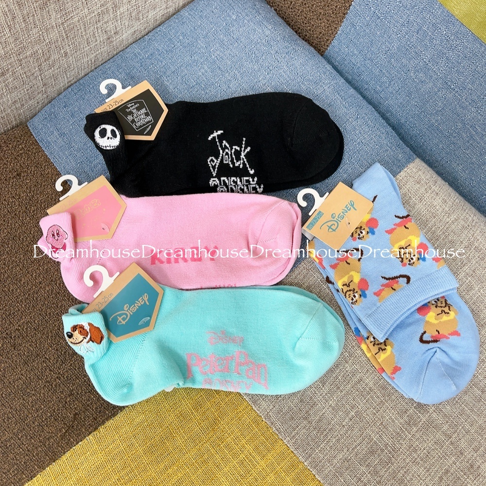 星之卡比 聖誕夜驚魂 傑克 彼得潘 保母狗 仙度瑞拉 老鼠 刺繡 短襪 襪子 裸襪 中筒襪 學生襪