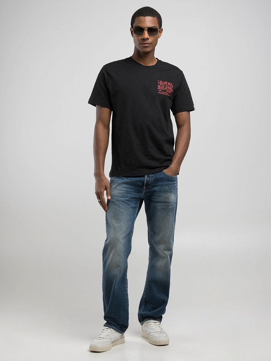REPLAY BLUE JEANS 黑色短袖T恤