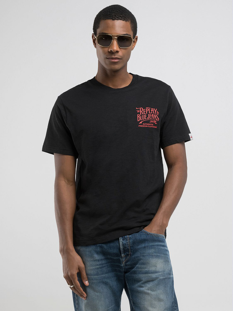 REPLAY BLUE JEANS 黑色短袖T恤
