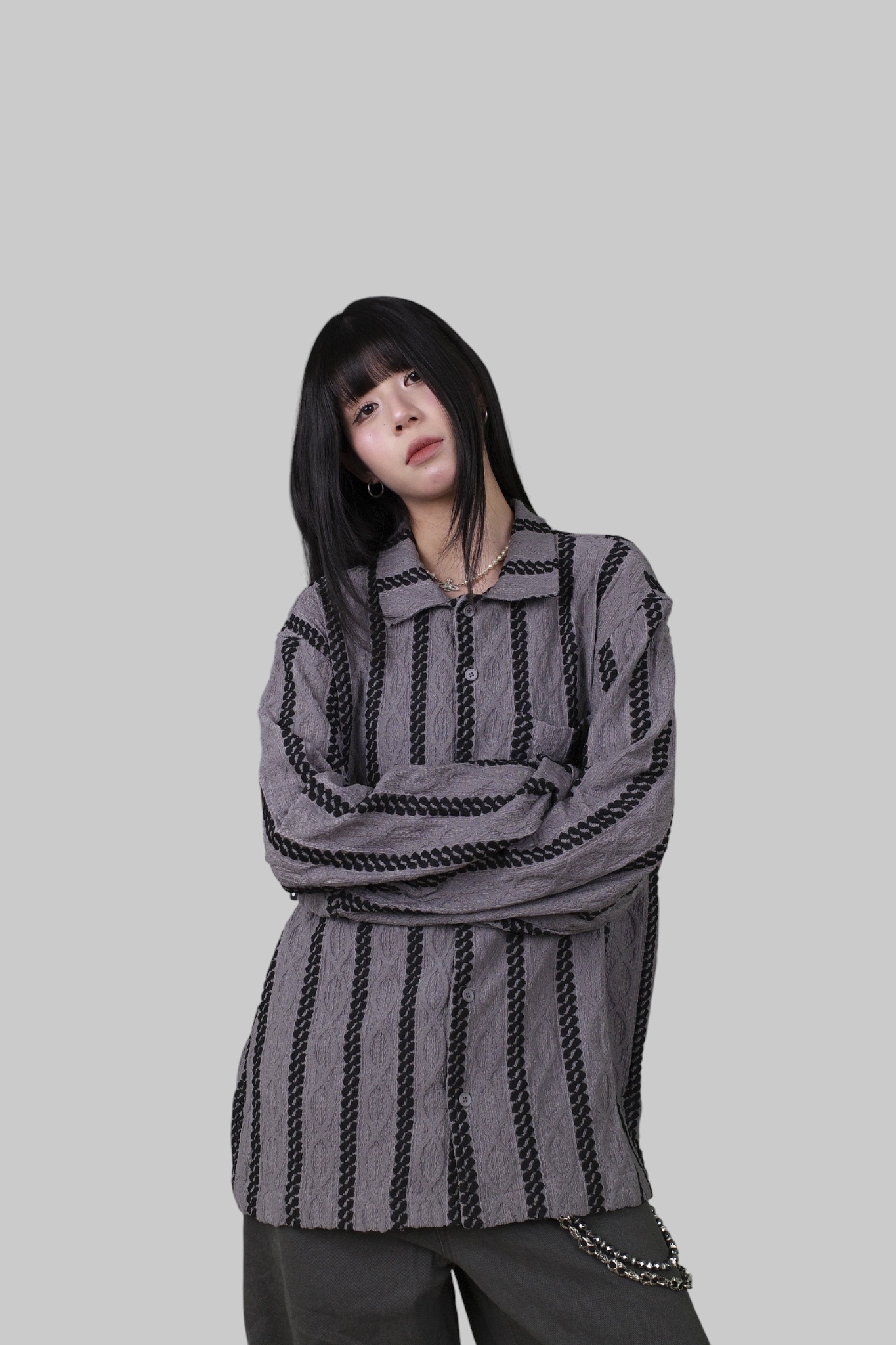 『Always_Good』民族風 暗紋 古巴領 長袖襯衫