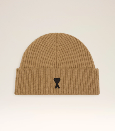 1LN1007-036 AMI Brown Wool Ami De Coeur Beanie Camel/Black #UBO006.018.288 (P-BR-E)