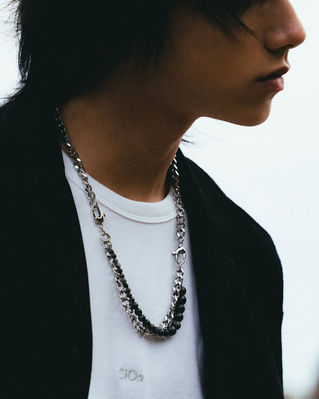 idealism 項鍊 手鍊 飾鏈 灰晶玉石+不鏽鋼 25 A/W IDRC 2n1 Necklace