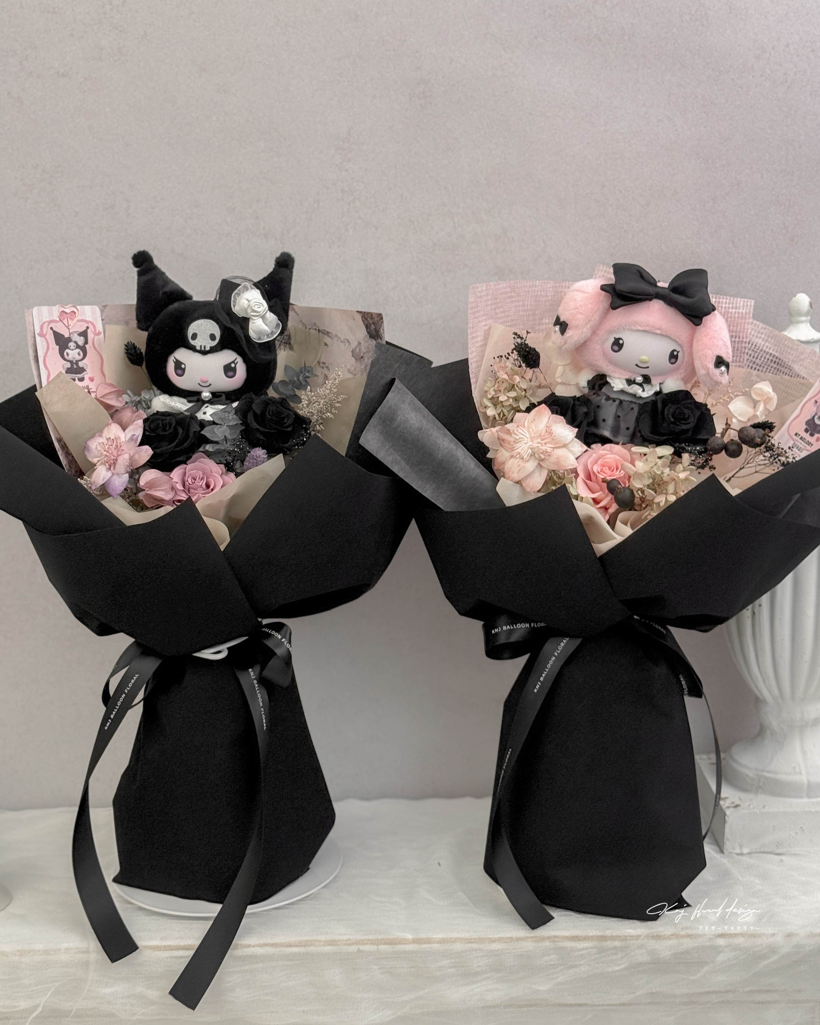 酷洛米 × 美樂蒂 黑粉永生花束