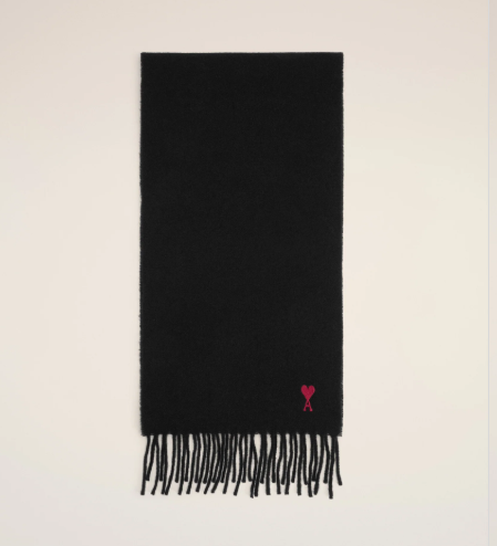 1LN1007-041 AMI Red Ami de Coeur Scarf Black #BFUSF405.334.001 (F-BR-E)