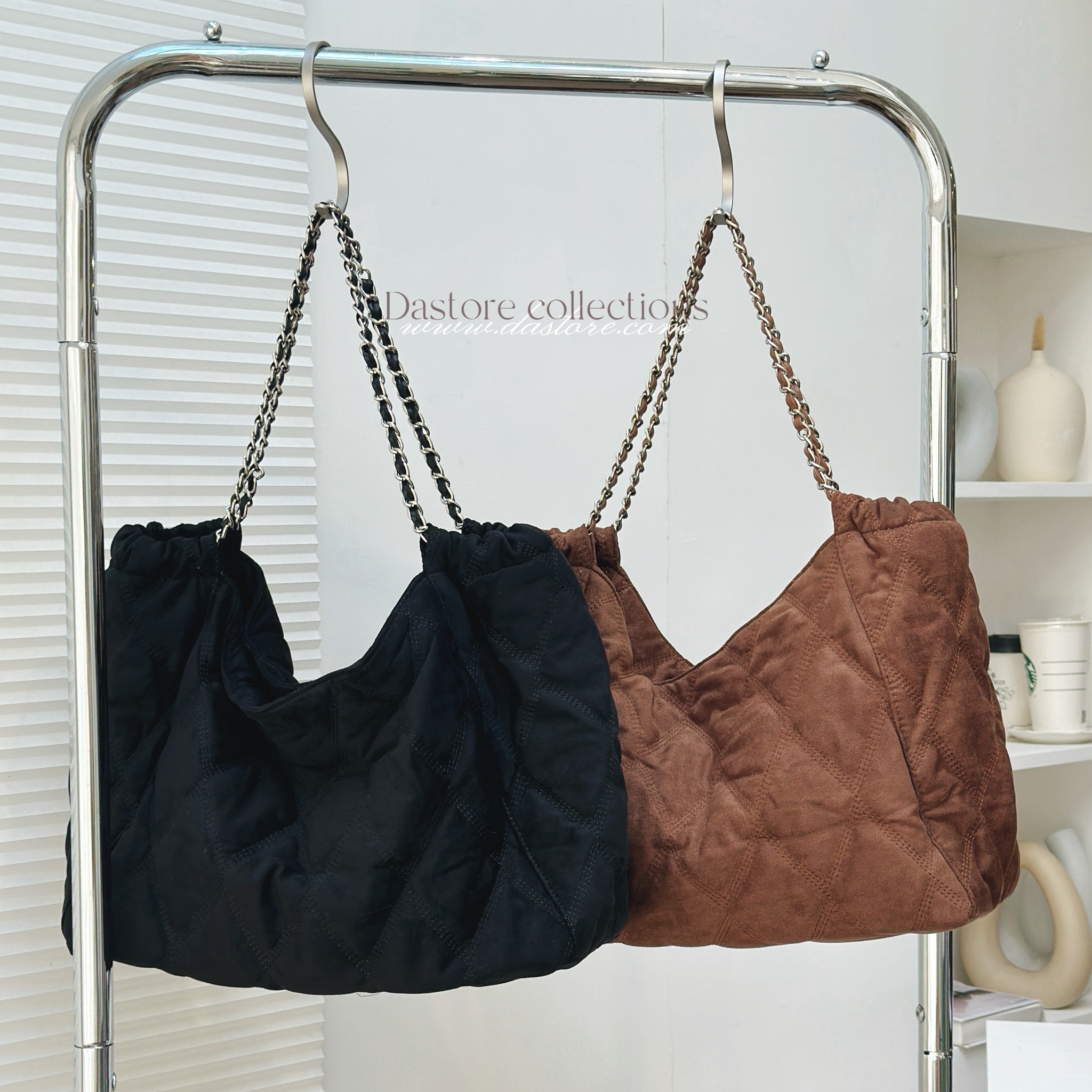 慵懶風麂皮鍊條肩背包