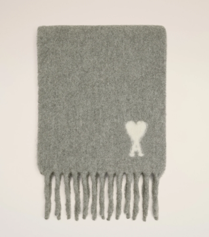 1LN1007-042 AMI Grey Alpaca Ami De Coeur Scarf Grey #USF673.AW0004.050 (F-BR-E)