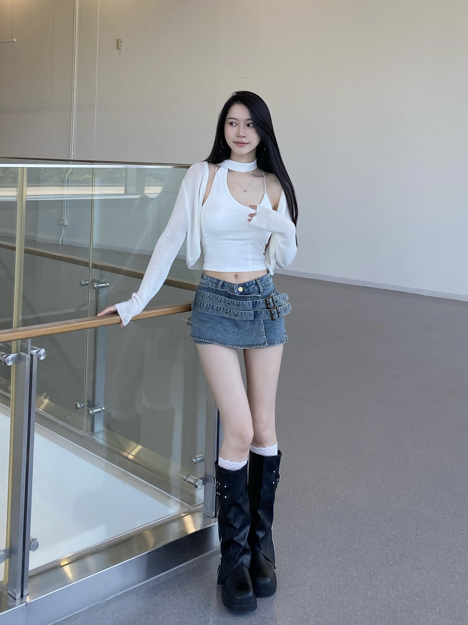 復古不規則牛仔褲裙