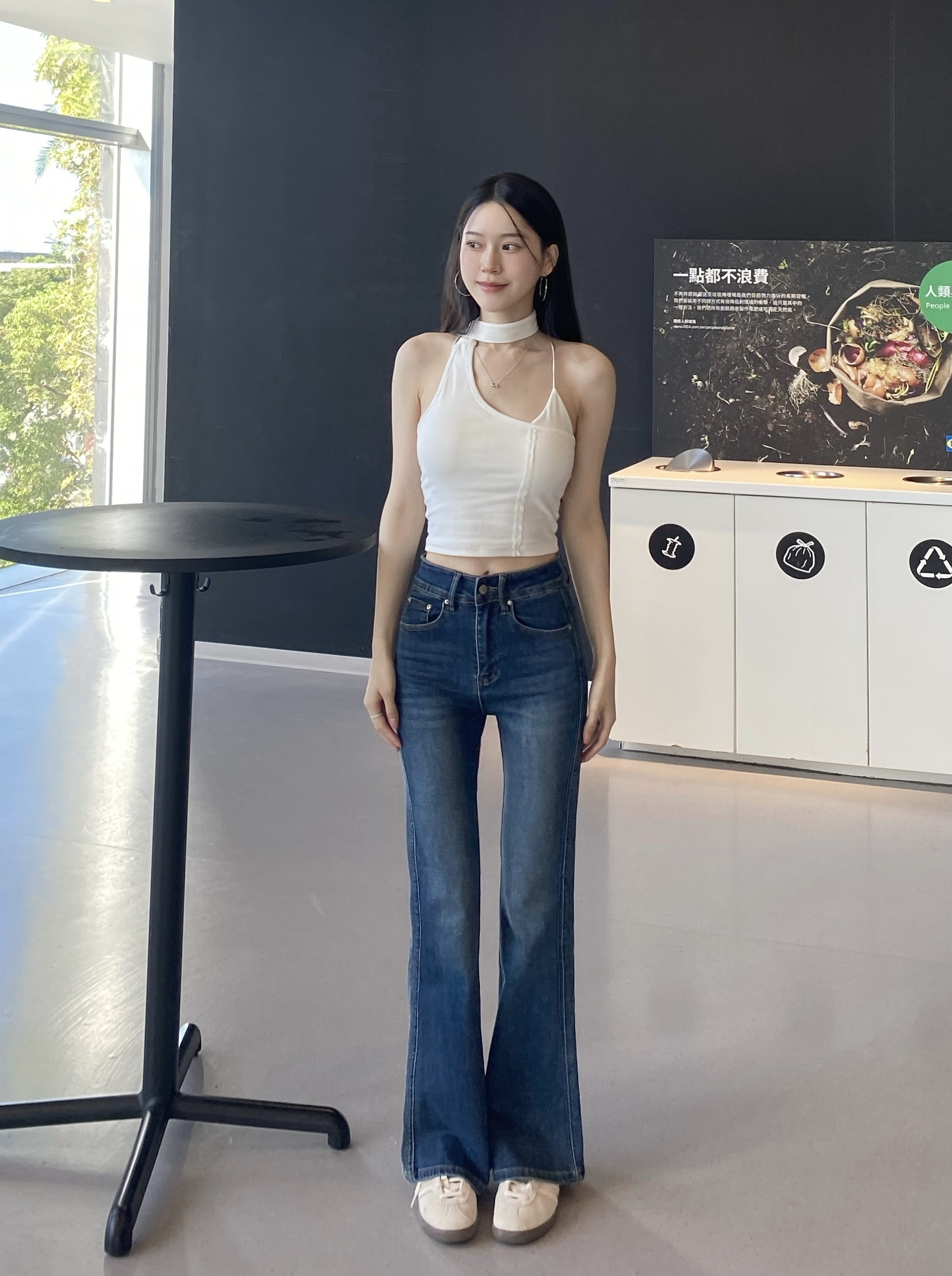 封神!!挺版刷色牛仔微喇叭褲