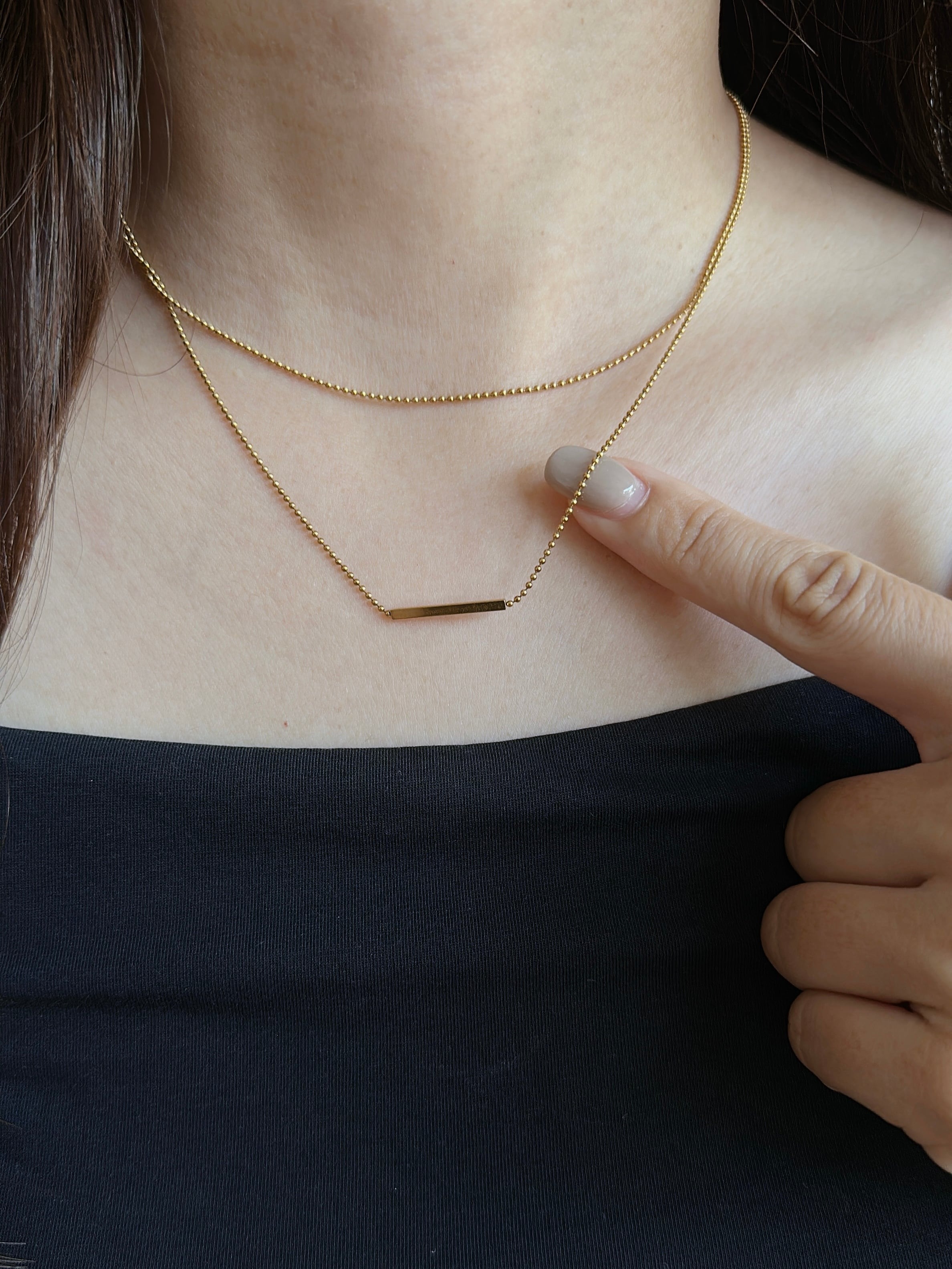 SS layered bar necklace