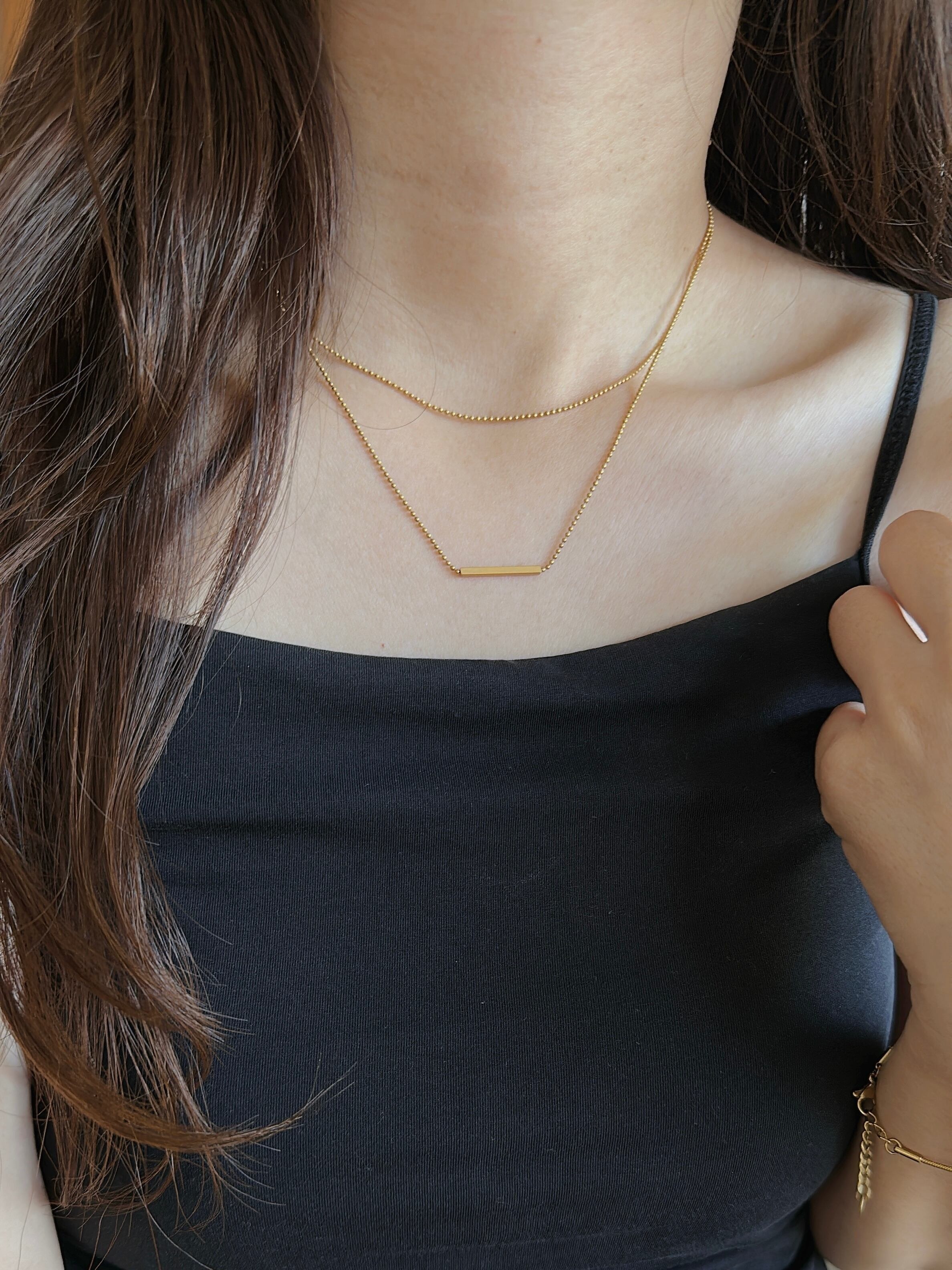 SS layered bar necklace