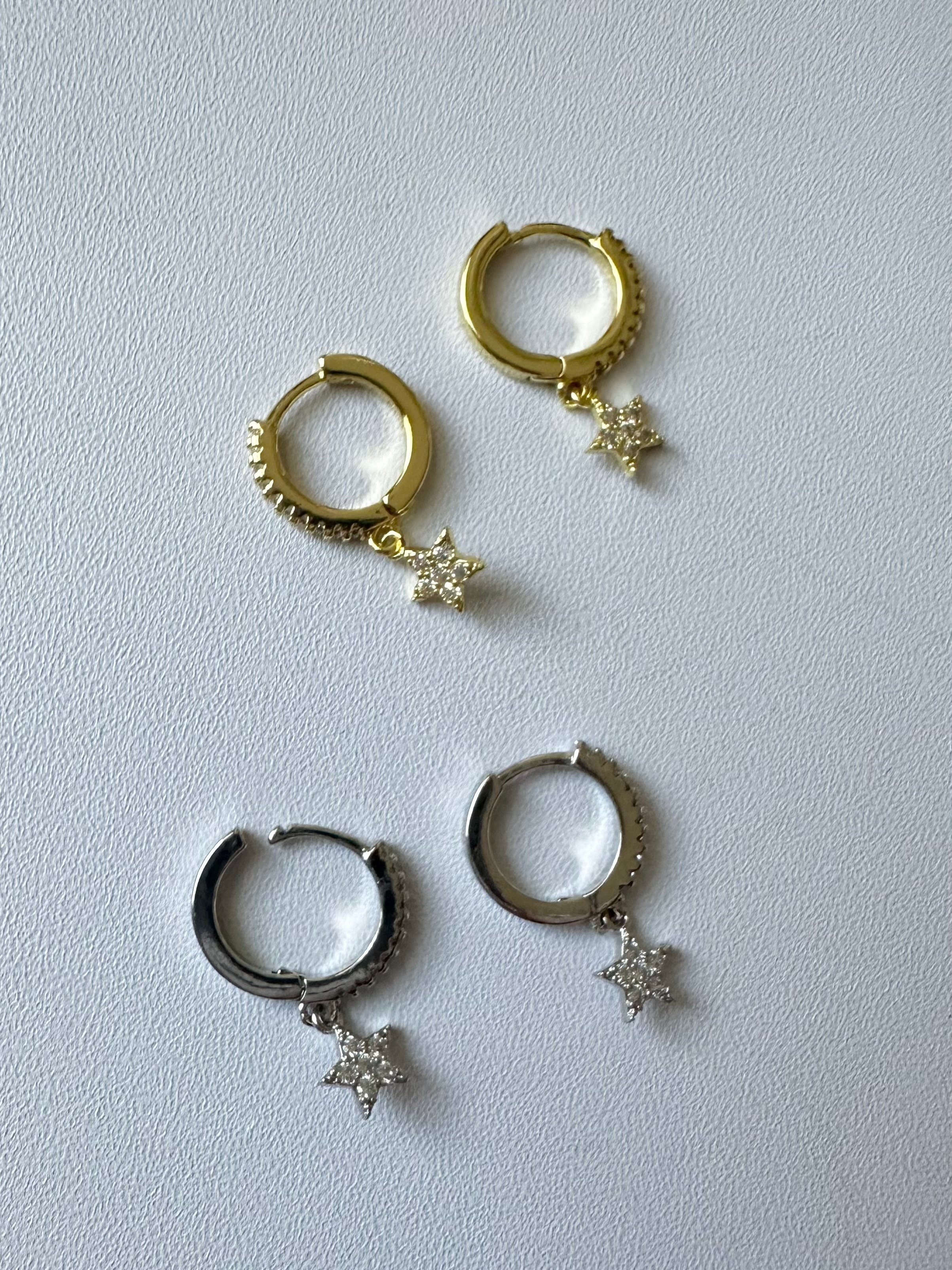 S925 shiny star hoop pierce