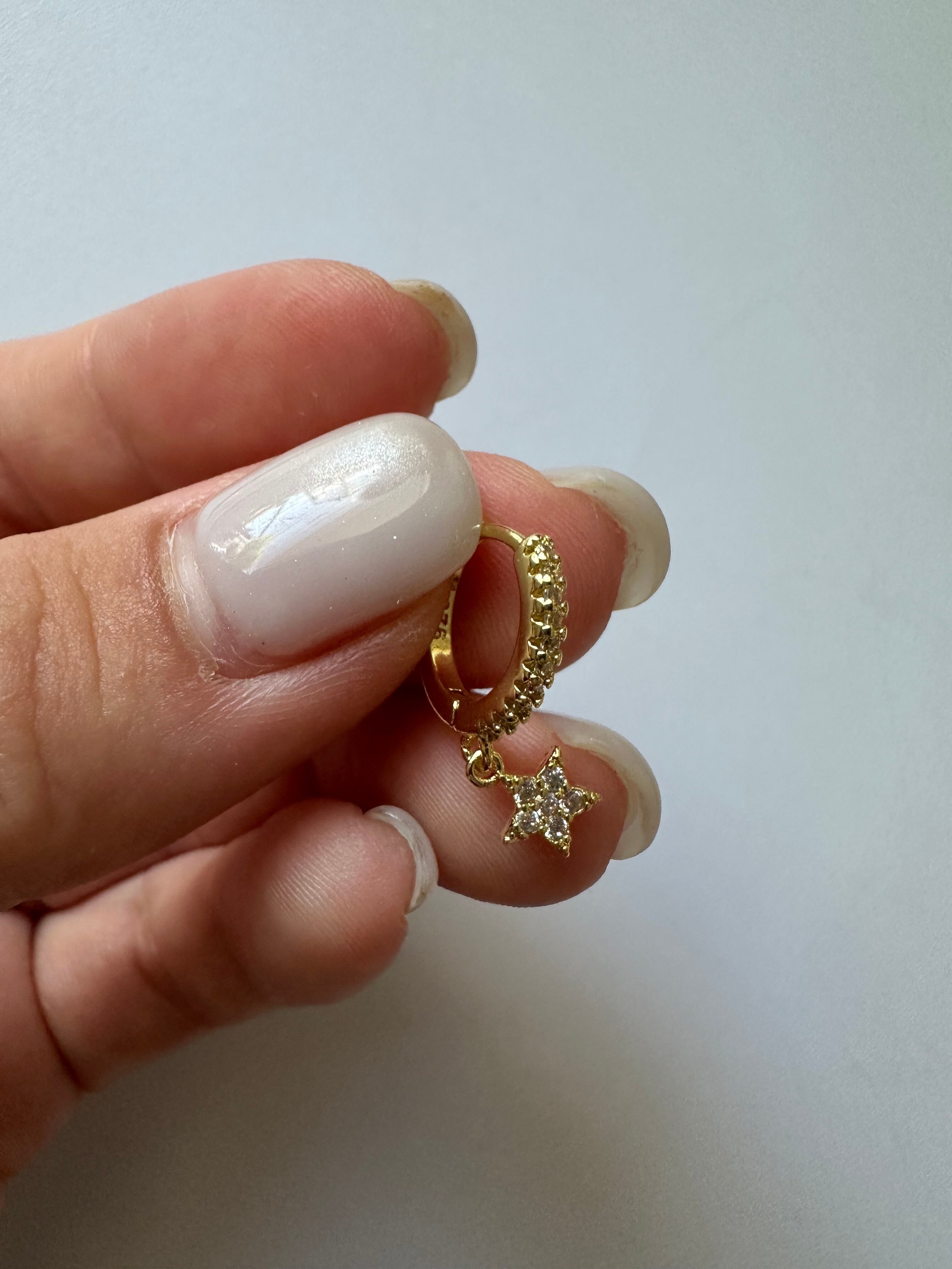S925 shiny star hoop pierce