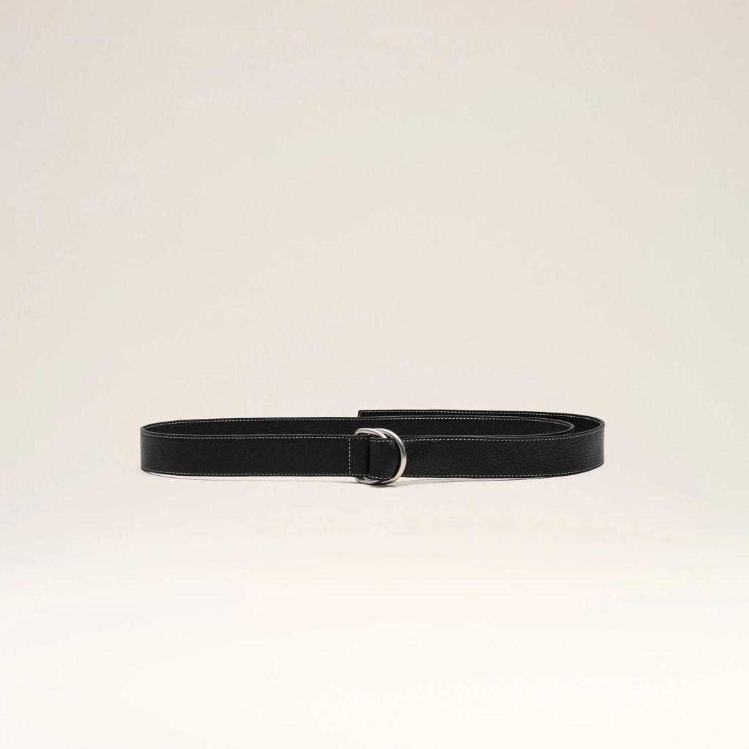 1LN1007-062 AMI Black Supple Leather Double Buckle 35mm Belt #UBL206-AL0137-0014 (A-BR-E)