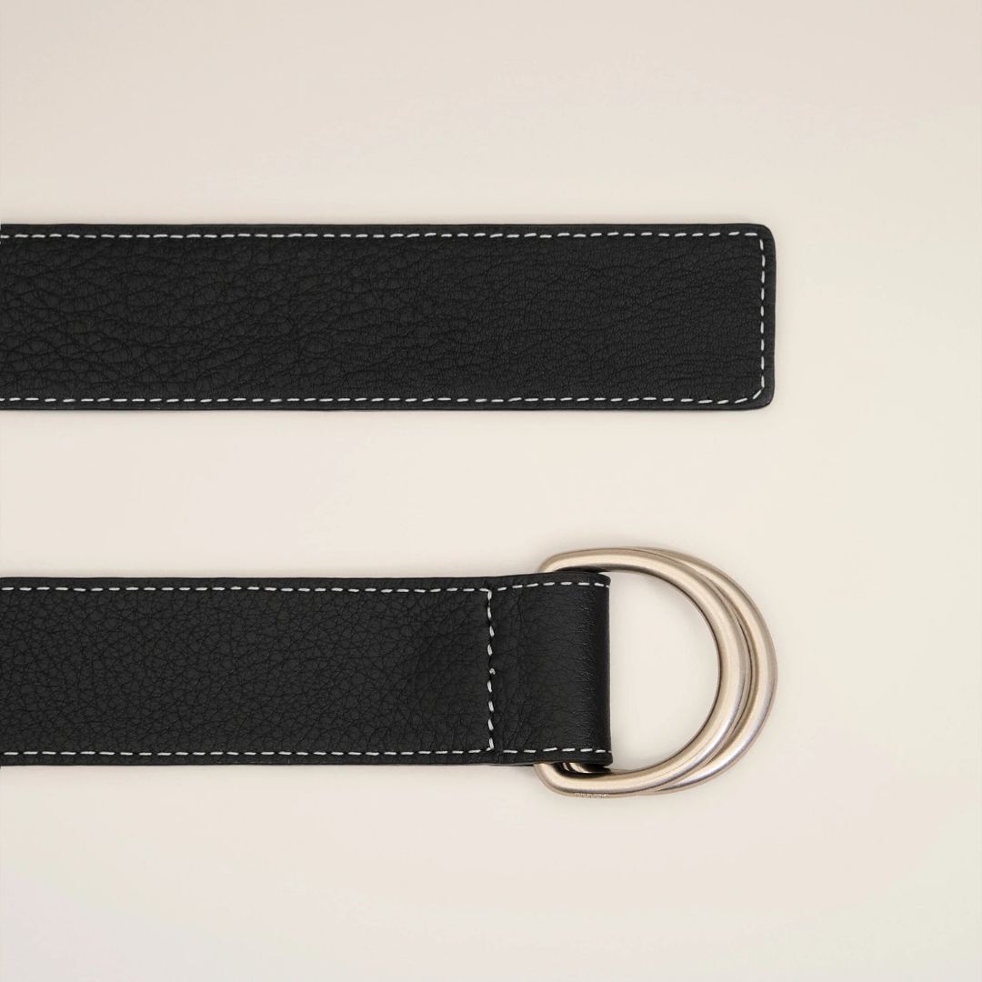 1LN1007-062 AMI Black Supple Leather Double Buckle 35mm Belt #UBL206-AL0137-0014 (A-BR-E)