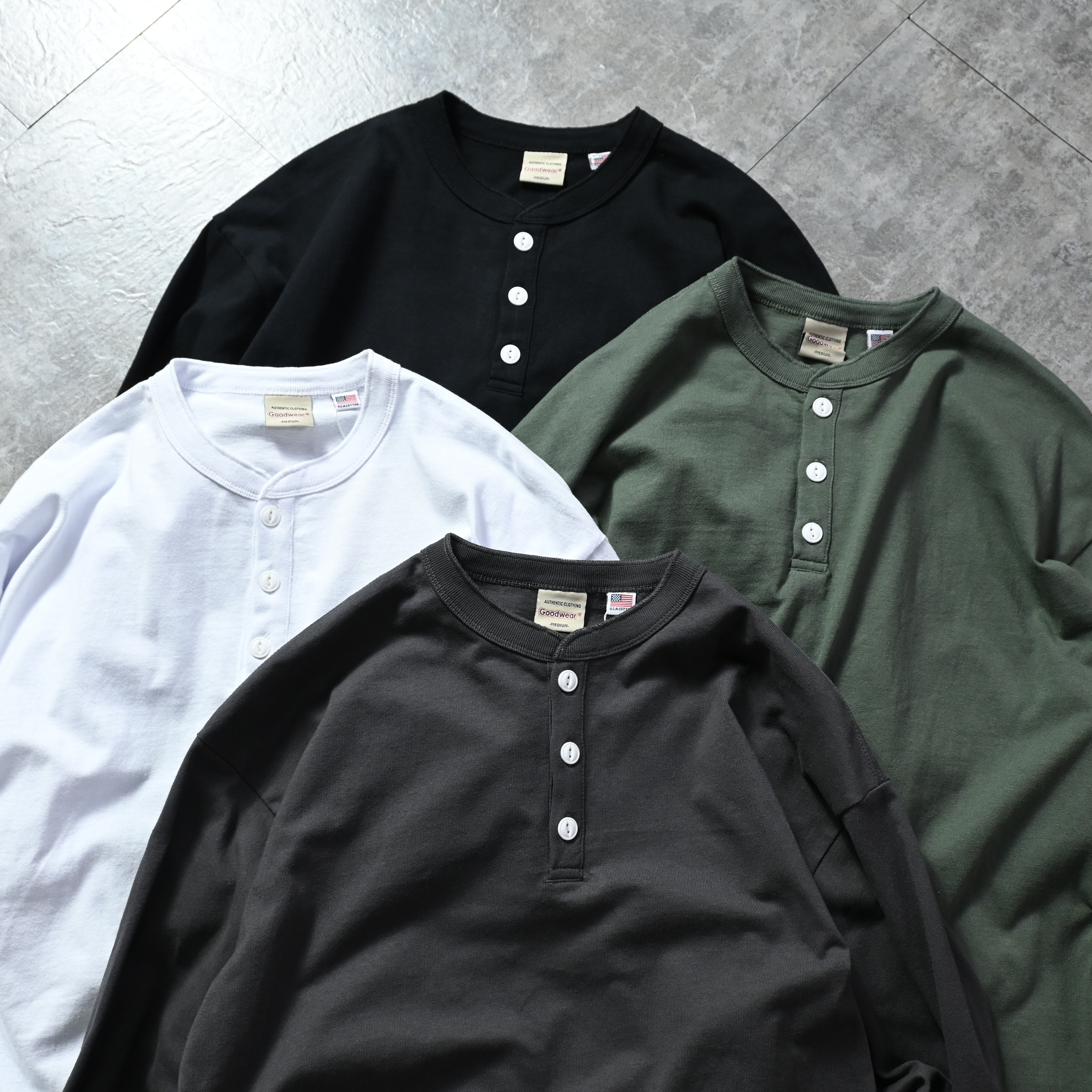 Goodwear JP Henley Neck L/S BIG TEE