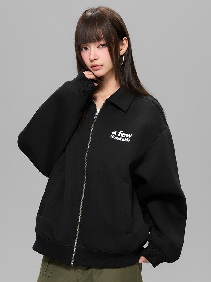 AFGK 胸前Logo刺繡 重磅太空棉 翻領外套 A FEW GOOD KIDS
