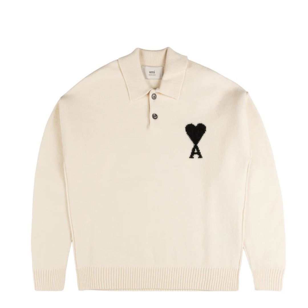 1LN1007-064 AMI De Coeur Polo White #UPL409-018-151 (C-BR-E)