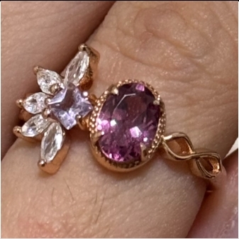 馬拉亞石榴石與紫水晶戒指