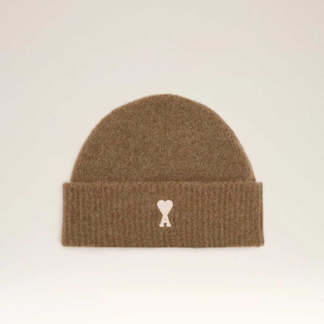 1FF1006-166 AMI Alpaca Striped Ami De Coeur Beanie Brown #UBO005KN0135.217 (P-EU-E)
