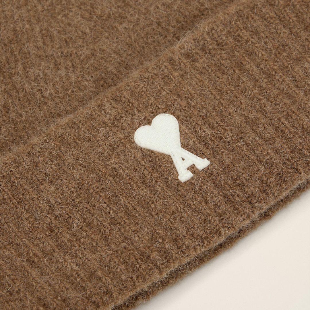 1FF1006-166 AMI Alpaca Striped Ami De Coeur Beanie Brown #UBO005KN0135.217 (P-EU-E)