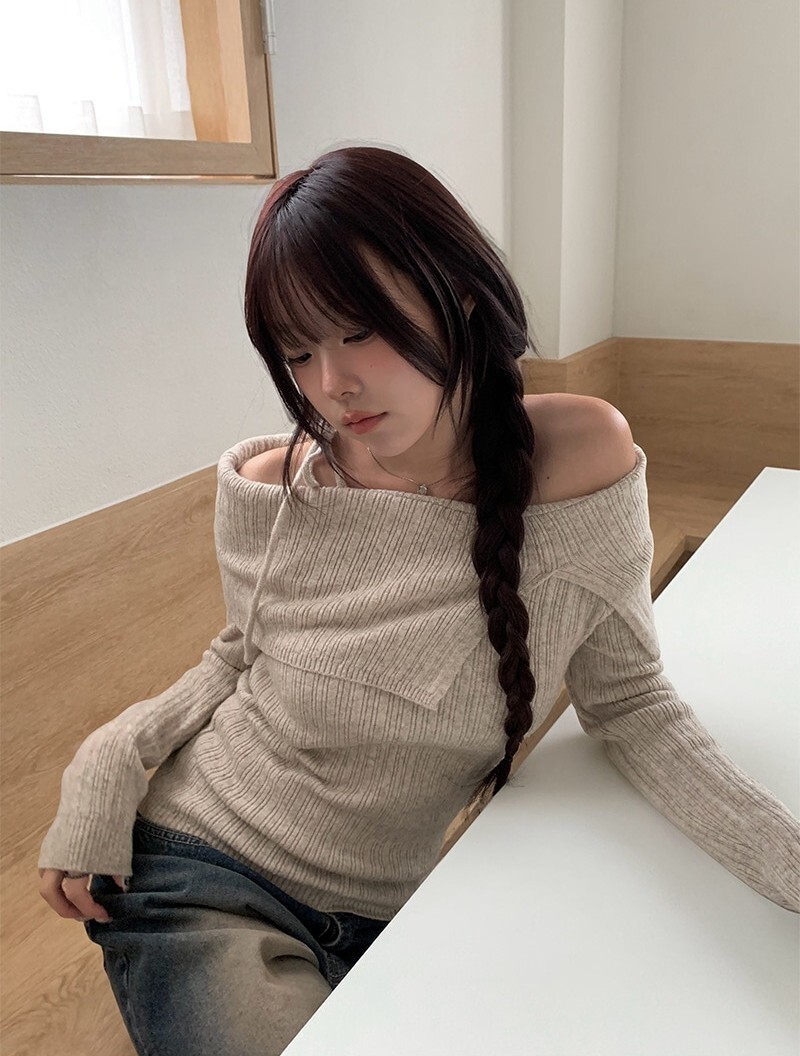 【代購】Anyonemore 希爾本 針織 開衩 羅紋 上衣（4色）