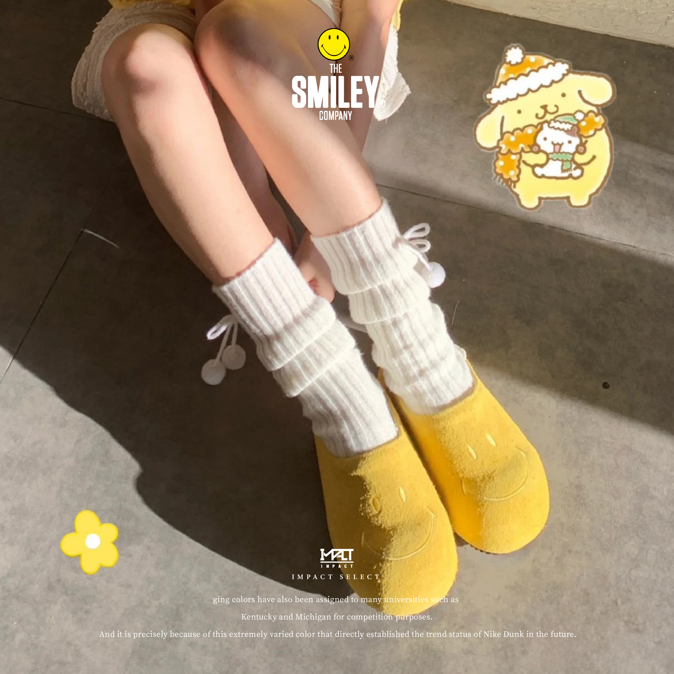 SMILEY 笑臉 大頭 黃色 增高 厚底穆勒鞋