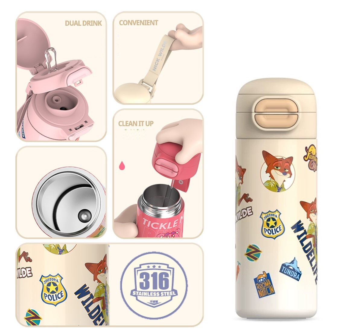 迪士尼優獸大都會 |兩段開合式吸管保溫杯 | 阿力