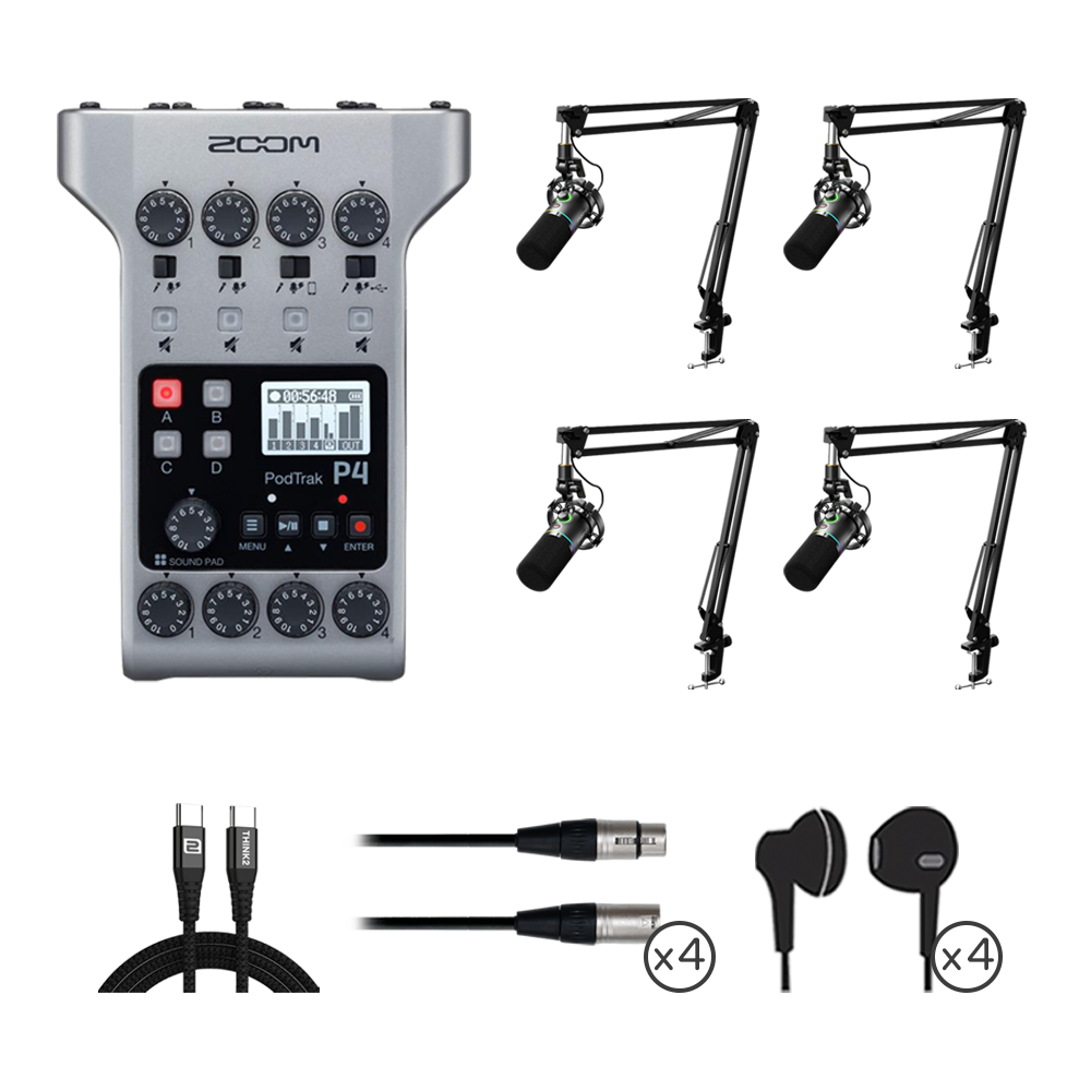 ZOOM PodTrak P4 & Maono PD200XS 專業多人 Podcast 錄音套組