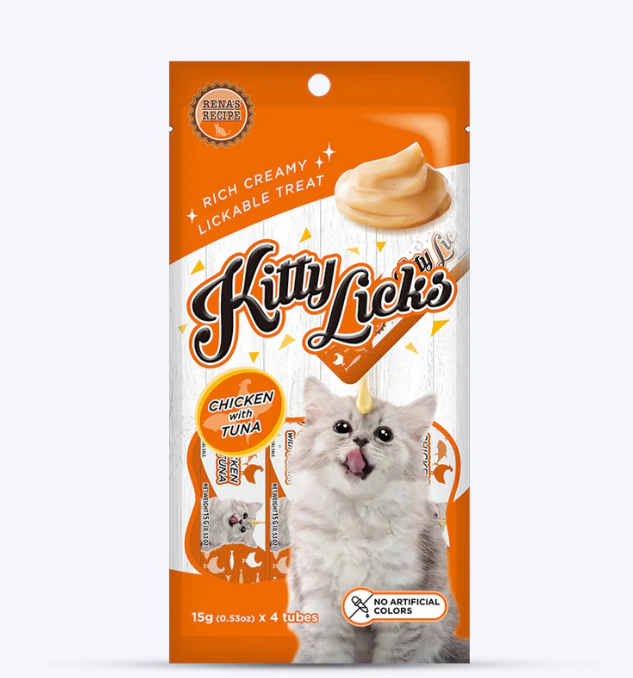 泰國Rena's Recipe Kitty Licks 雞肉吞拿魚 貓肉醬零食15gx4大支