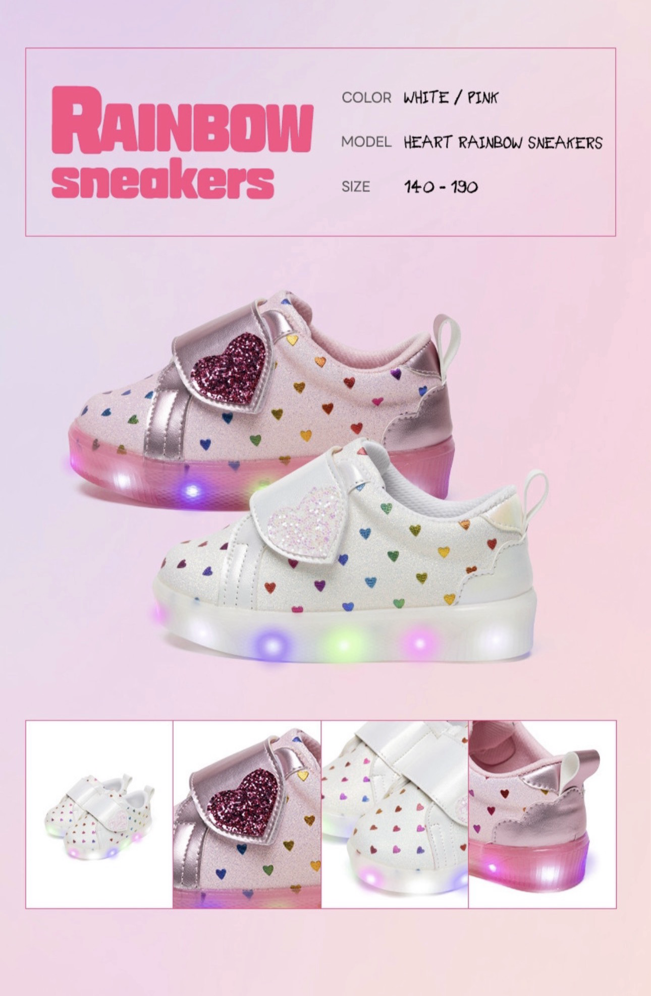 La Stella Heart Rainbow LED Sneakers