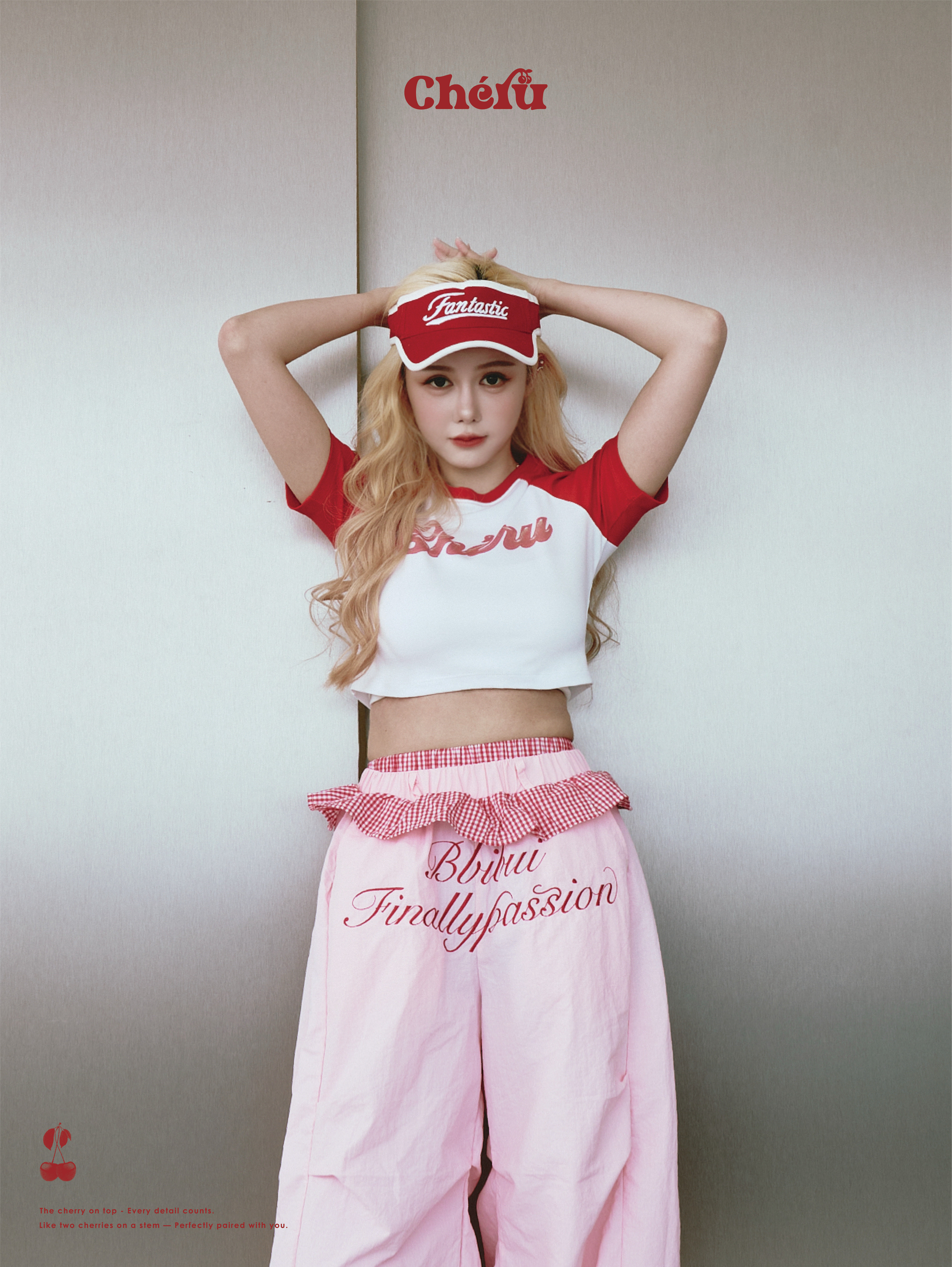 櫻桃 白紅拼接 短版棒球T