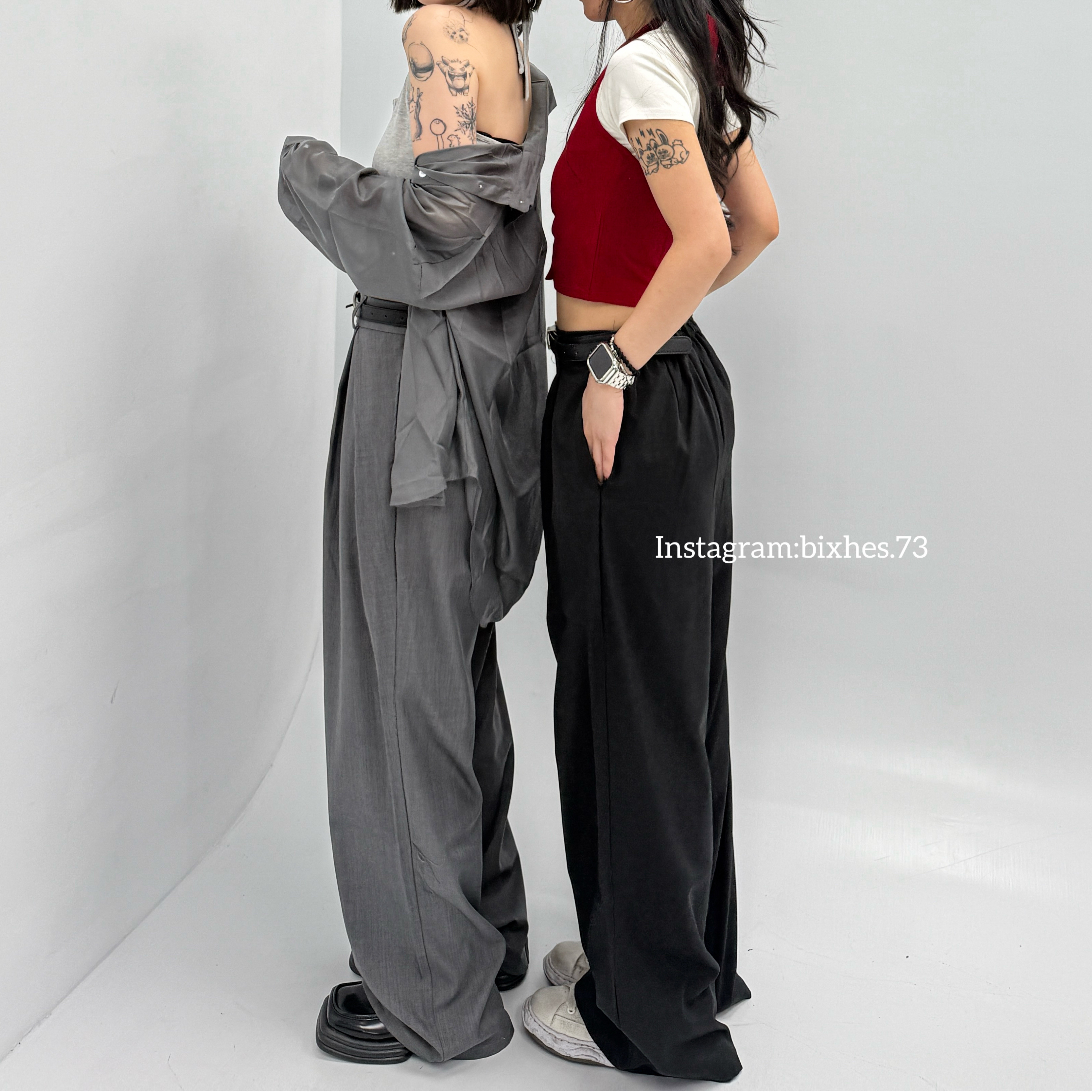 立體壓褶後彈性西裝褲(E00034)