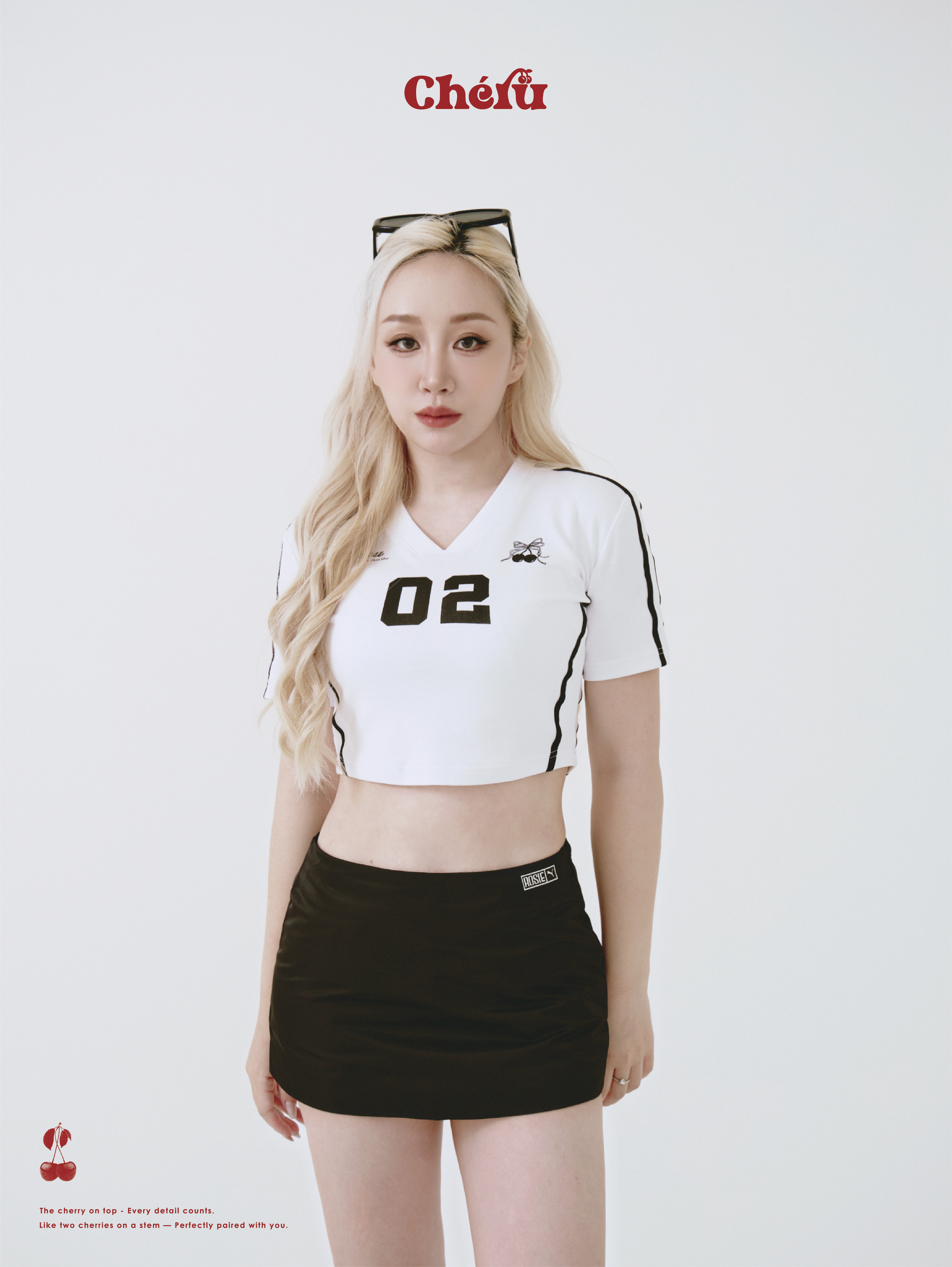 櫻桃 賽車風格 經典白 短版賽車短T