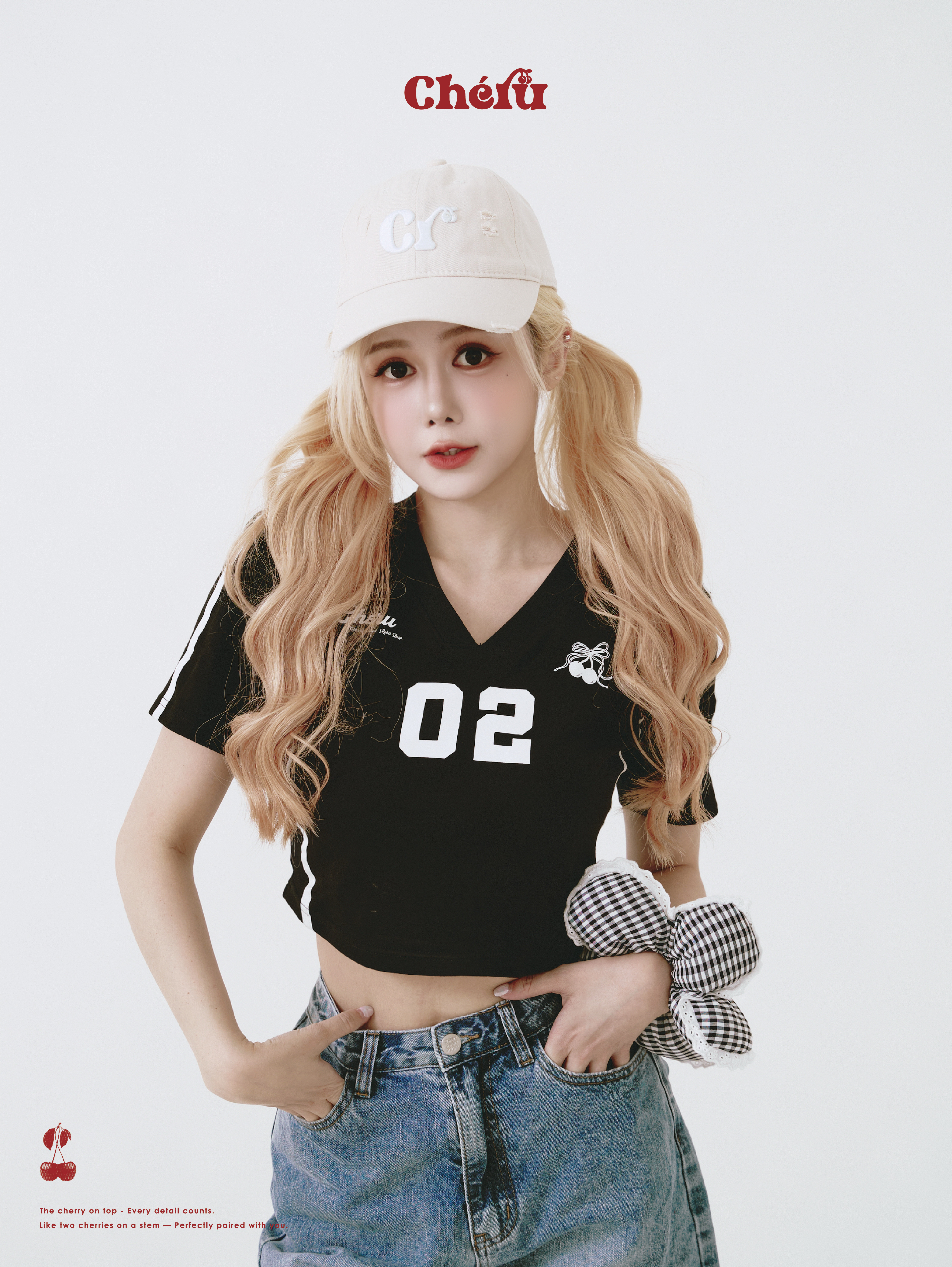 櫻桃 賽車風格 經典黑 短版賽車短T