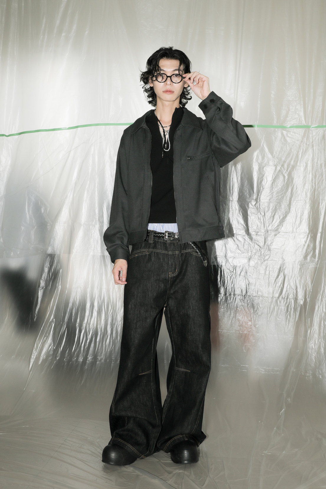 Striped Pin Tuck Jacket #外套