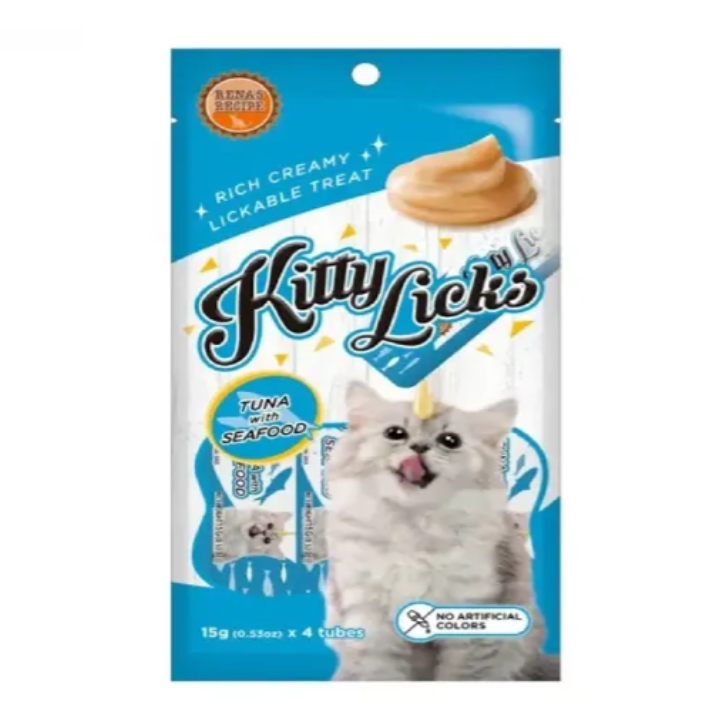 泰國Rena's Recipe Kitty Licks 吞拿魚海鮮 貓肉醬零食15gx4大支
