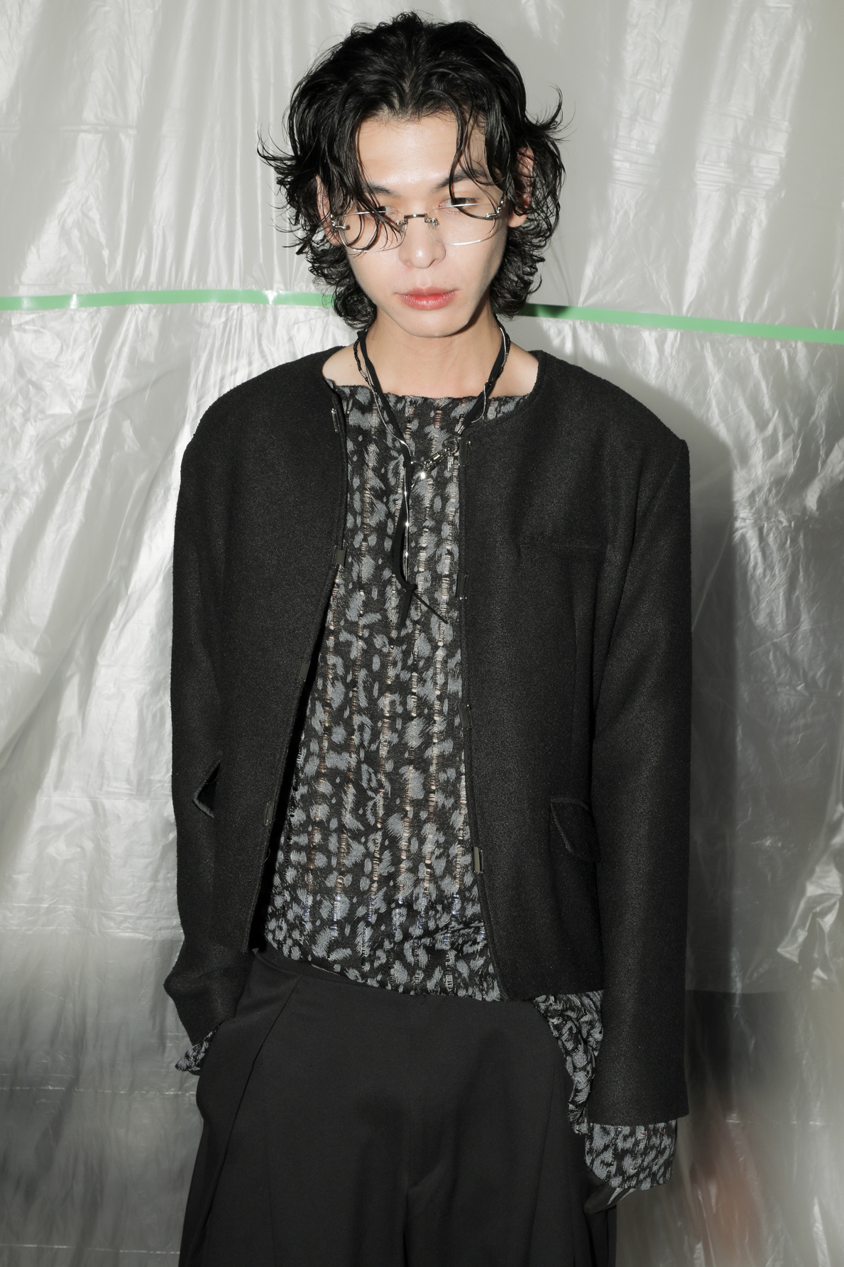Symmetrical Trim Tweed Jacket #外套