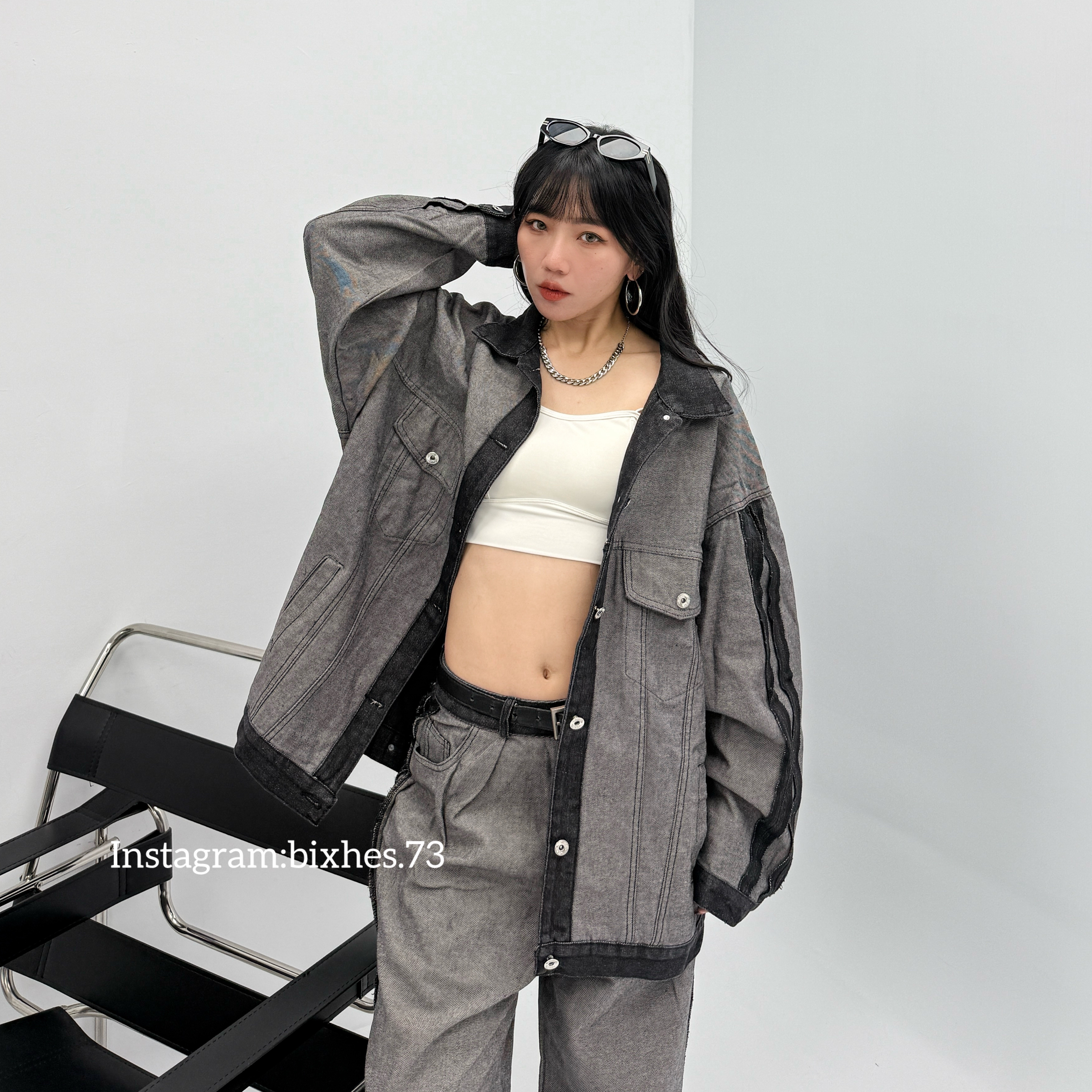 小眾反車線設計牛仔外套(F00004）