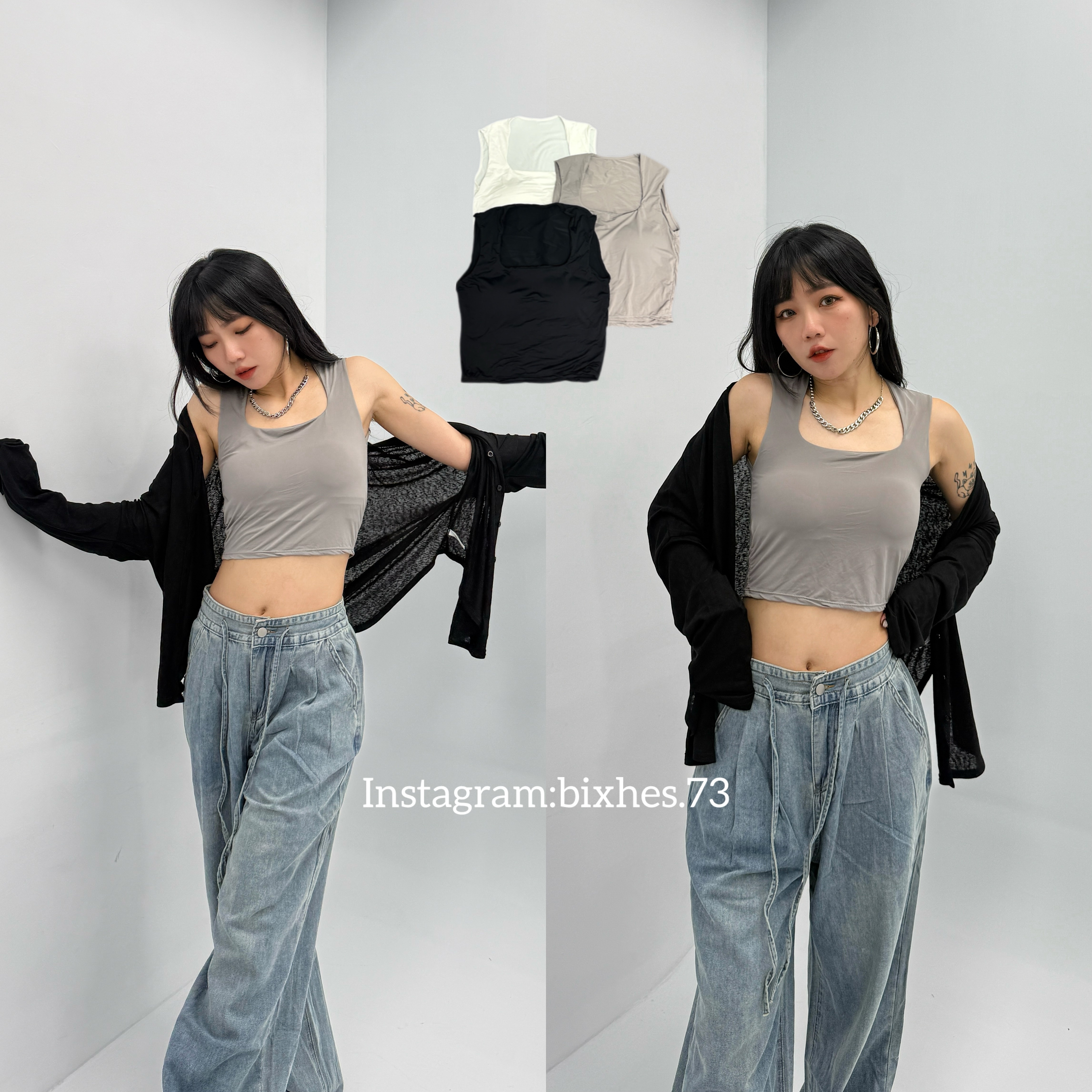 冰絲加寬方領背心(C00014)