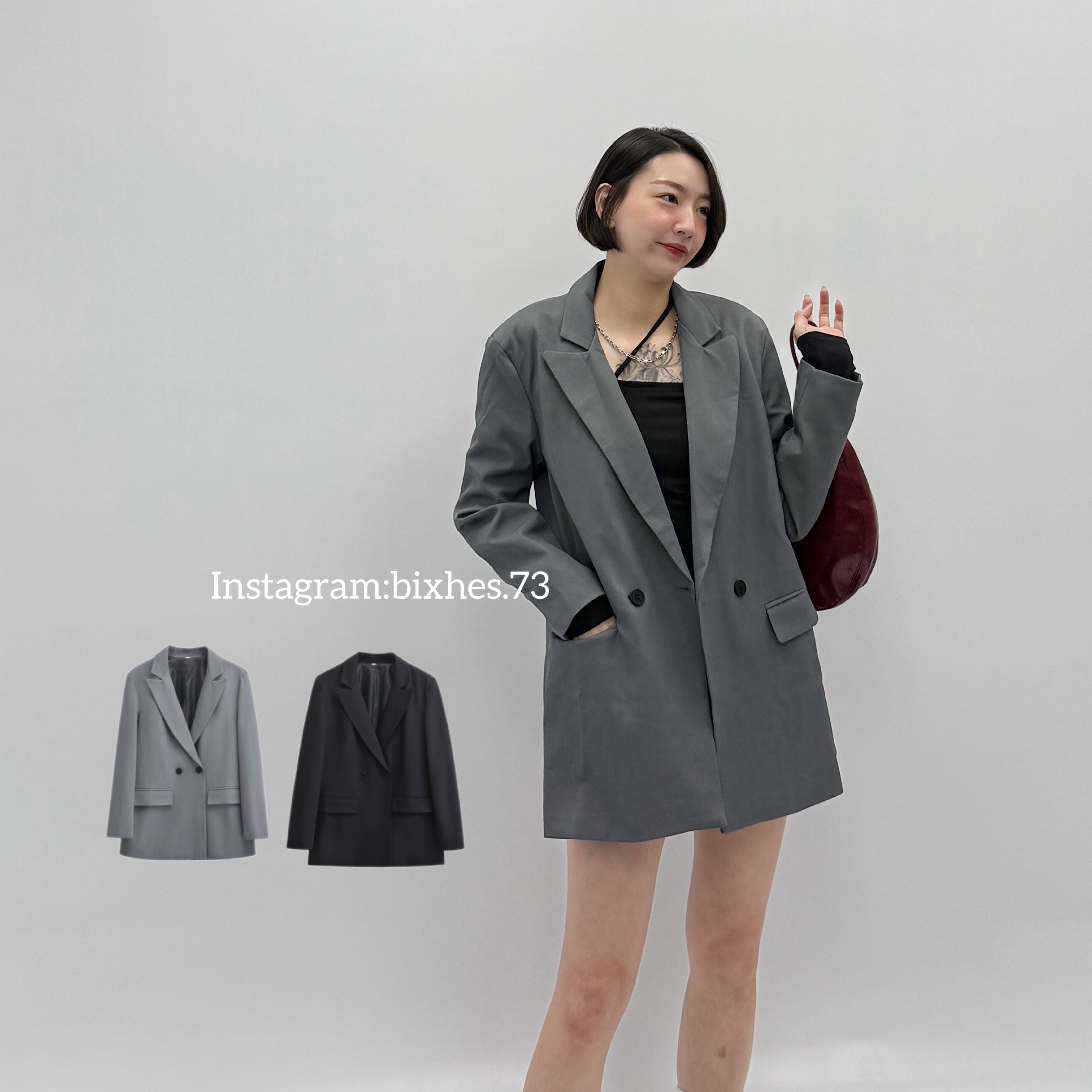 高質感中長西裝外套(F00001)