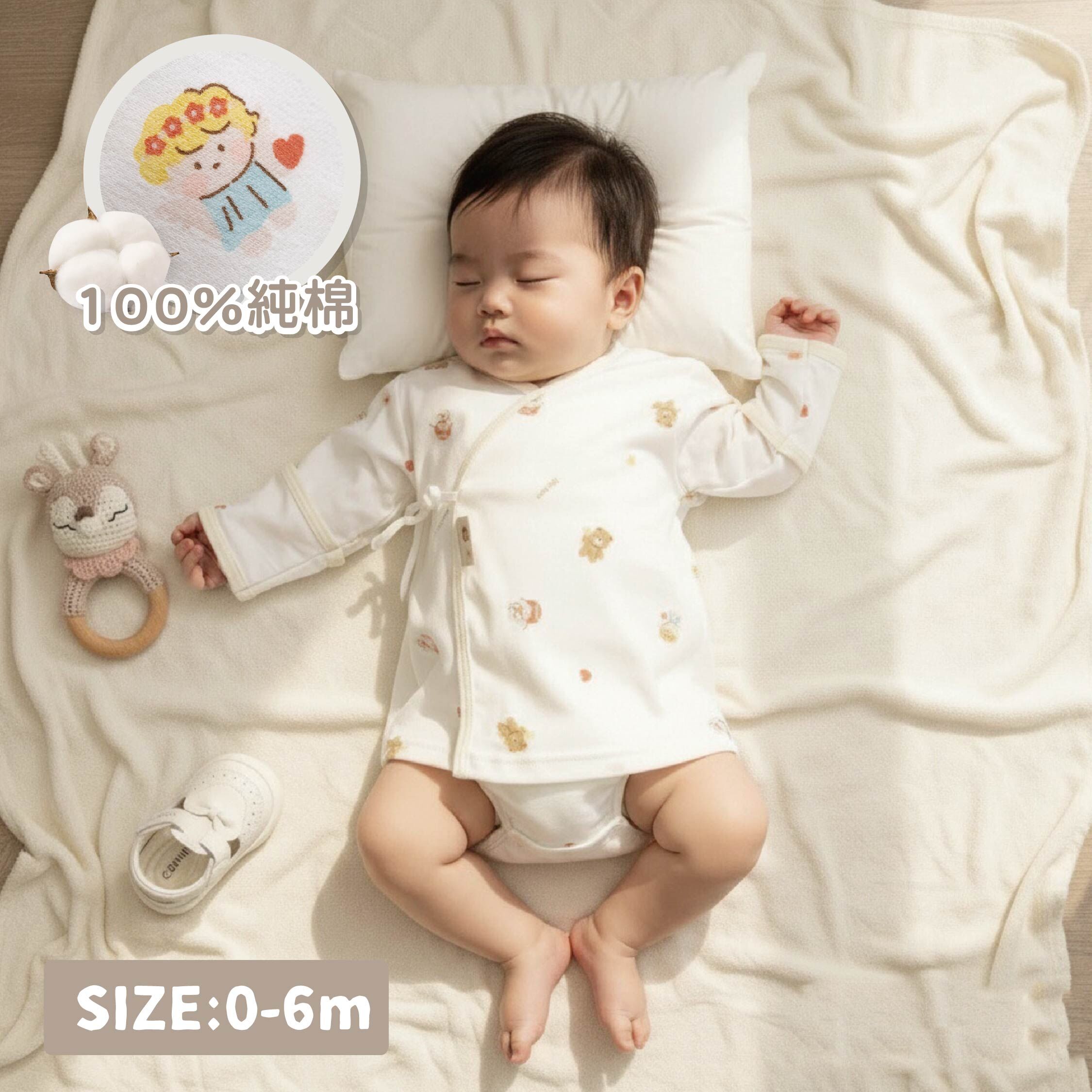 【JB0528】MIT原創純棉天使小熊長袖肚衣